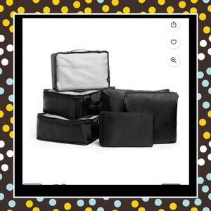 Nwt Brookstone Black Travel Bag Organizer 6 Pc Set